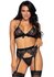 True Romance BH-topje, Jarretel & G-string Set - Zwart_